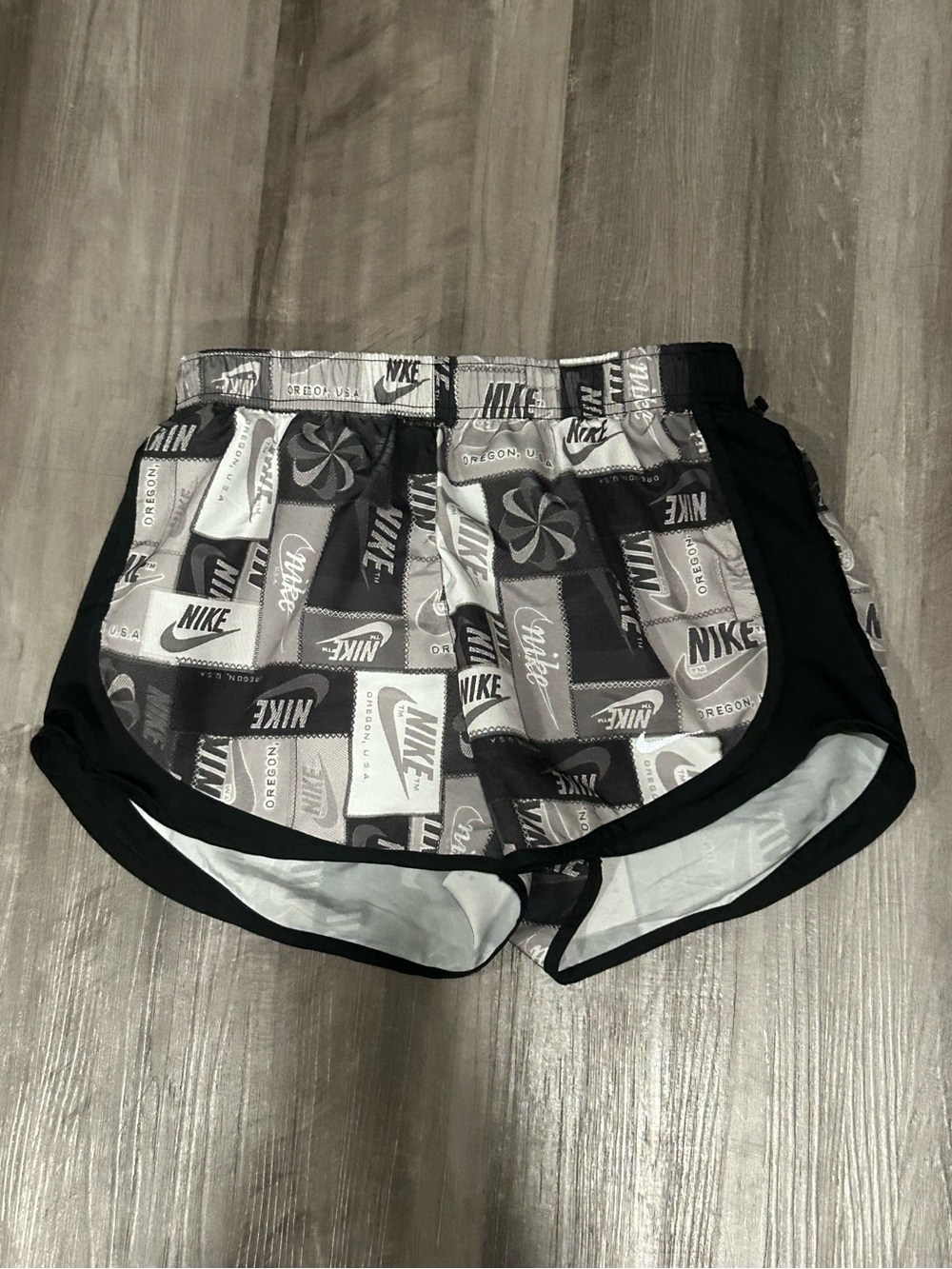 Nike Black & White Logo Patchwork Running Shorts